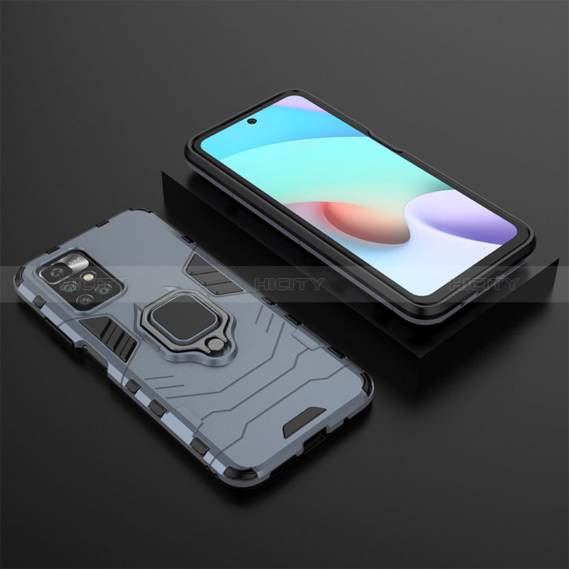 Coque Contour Silicone et Plastique Housse Etui Mat avec Magnetique Support Bague Anneau pour Xiaomi Redmi 10 (2022) Plus