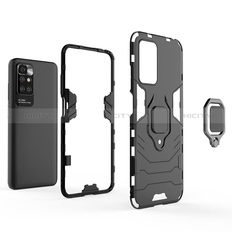 Coque Contour Silicone et Plastique Housse Etui Mat avec Magnetique Support Bague Anneau pour Xiaomi Redmi 10 (2022) Plus