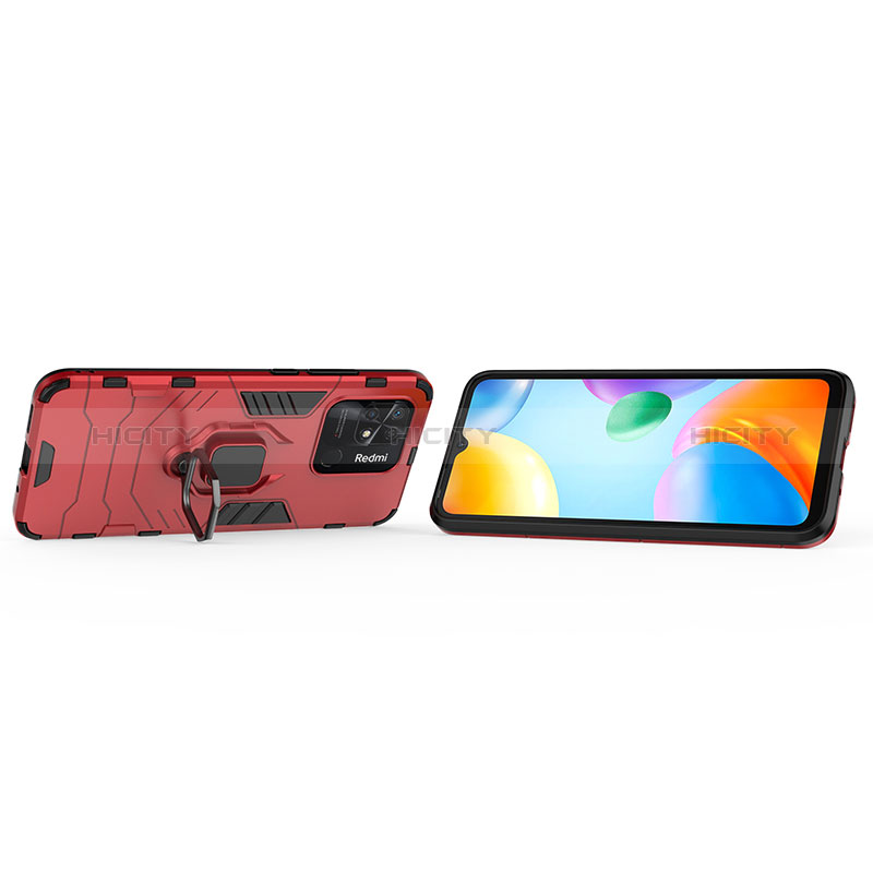 Coque Contour Silicone et Plastique Housse Etui Mat avec Magnetique Support Bague Anneau pour Xiaomi Redmi 10 India Plus