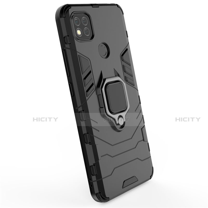 Coque Contour Silicone et Plastique Housse Etui Mat avec Magnetique Support Bague Anneau pour Xiaomi Redmi 9 India Plus