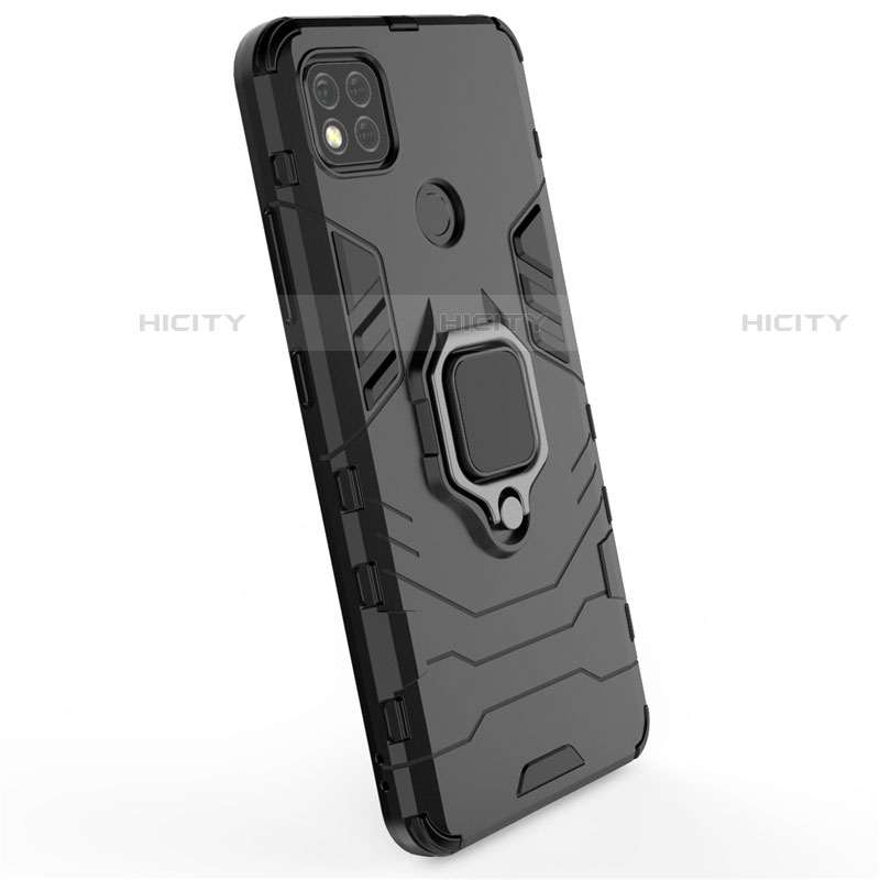 Coque Contour Silicone et Plastique Housse Etui Mat avec Magnetique Support Bague Anneau pour Xiaomi Redmi 9C Plus