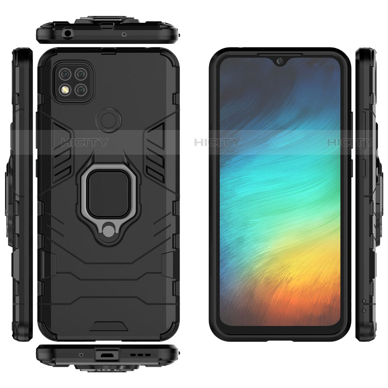 Coque Contour Silicone et Plastique Housse Etui Mat avec Magnetique Support Bague Anneau pour Xiaomi Redmi 9C Plus