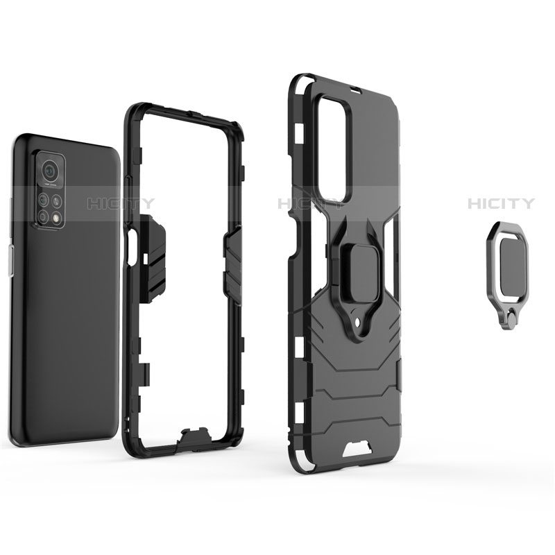 Coque Contour Silicone et Plastique Housse Etui Mat avec Magnetique Support Bague Anneau pour Xiaomi Redmi K30S 5G Plus