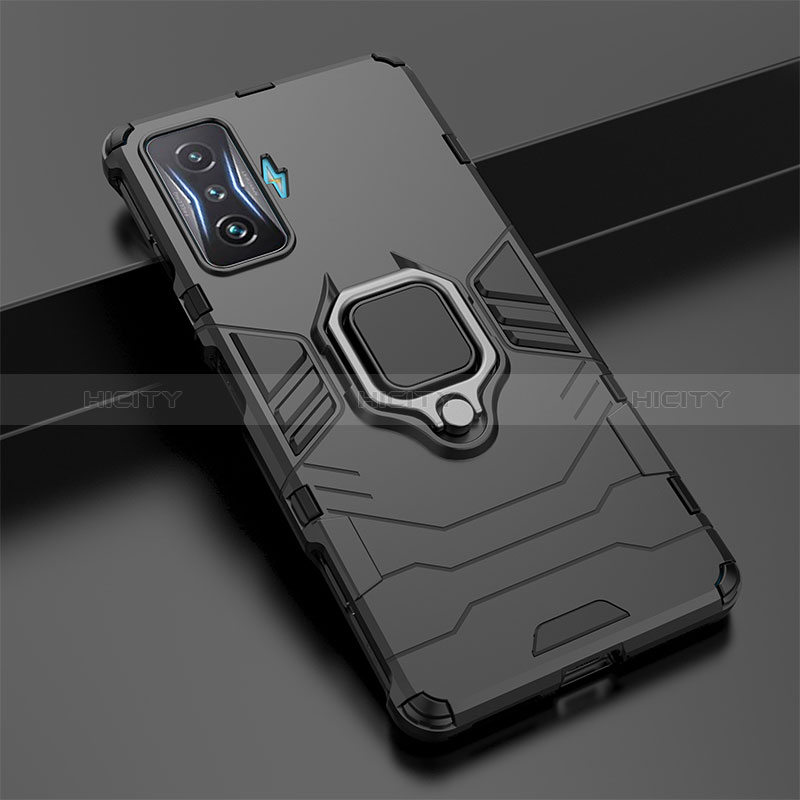 Coque Contour Silicone et Plastique Housse Etui Mat avec Magnetique Support Bague Anneau pour Xiaomi Redmi K50 Gaming 5G Plus