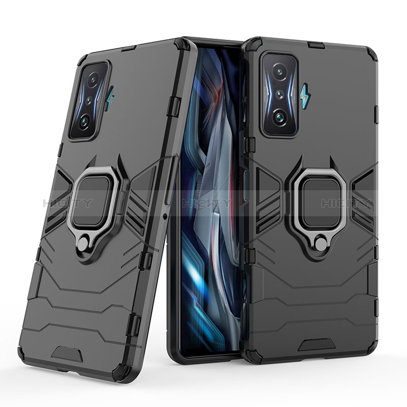 Coque Contour Silicone et Plastique Housse Etui Mat avec Magnetique Support Bague Anneau pour Xiaomi Redmi K50 Gaming 5G Plus