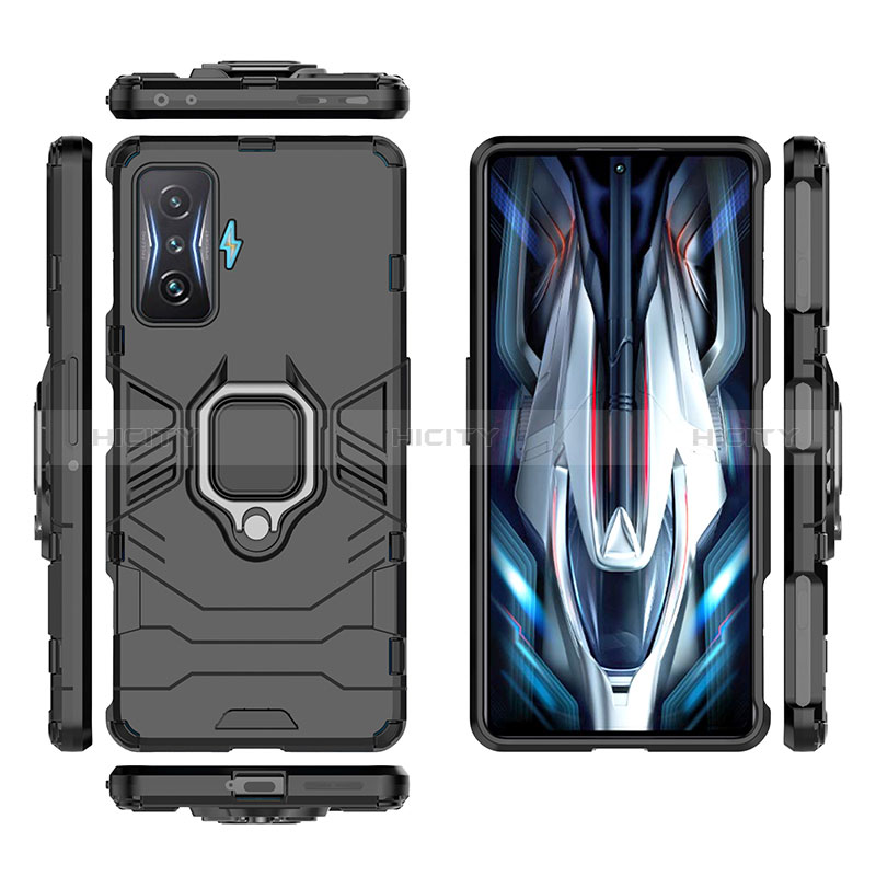 Coque Contour Silicone et Plastique Housse Etui Mat avec Magnetique Support Bague Anneau pour Xiaomi Redmi K50 Gaming 5G Plus