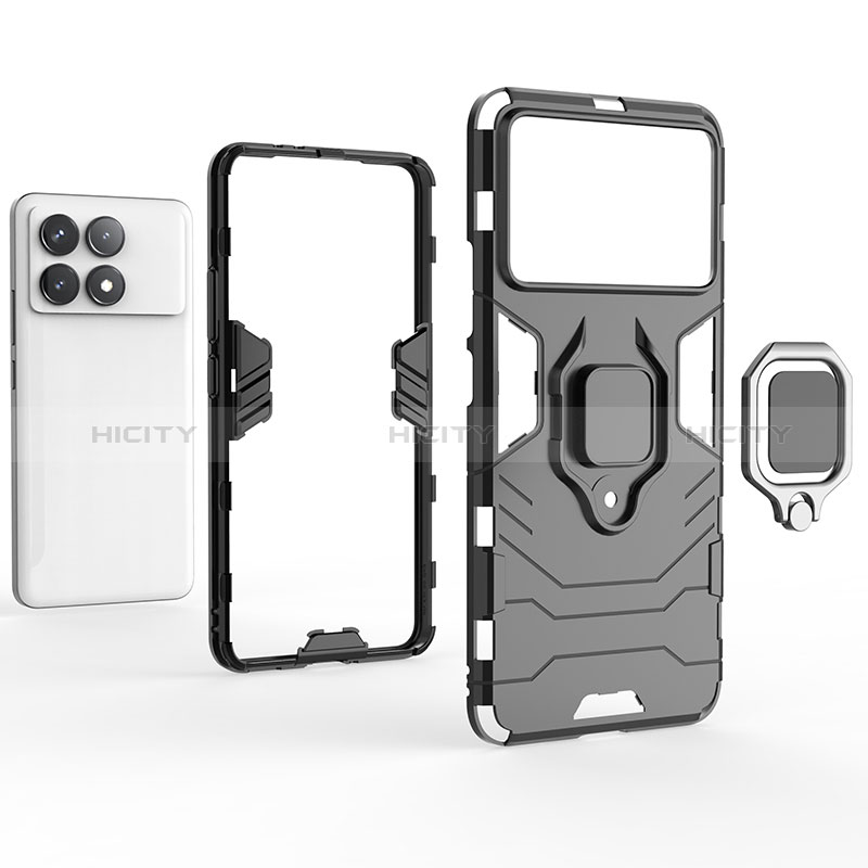 Coque Contour Silicone et Plastique Housse Etui Mat avec Magnetique Support Bague Anneau pour Xiaomi Redmi K70 5G Plus