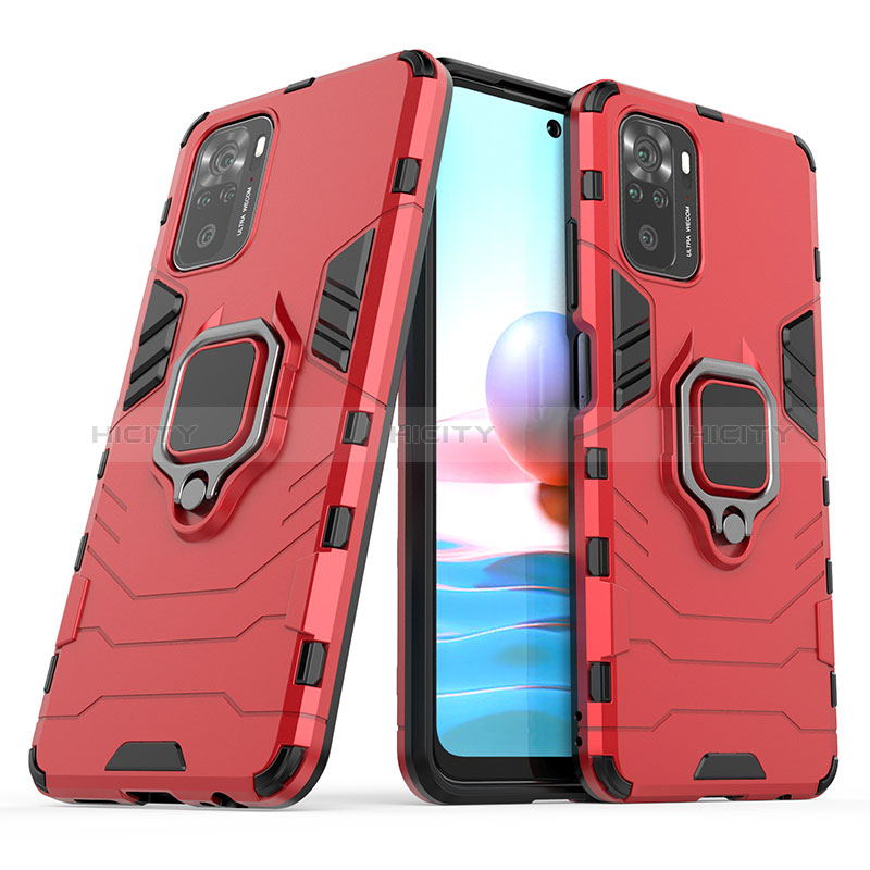 Coque Contour Silicone et Plastique Housse Etui Mat avec Magnetique Support Bague Anneau pour Xiaomi Redmi Note 10 4G Plus