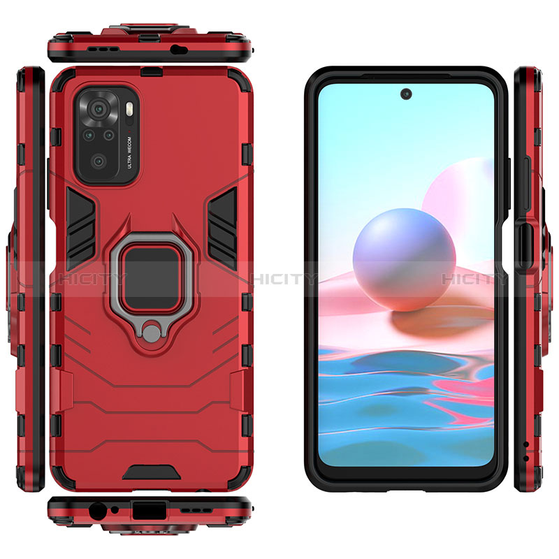 Coque Contour Silicone et Plastique Housse Etui Mat avec Magnetique Support Bague Anneau pour Xiaomi Redmi Note 10 4G Plus