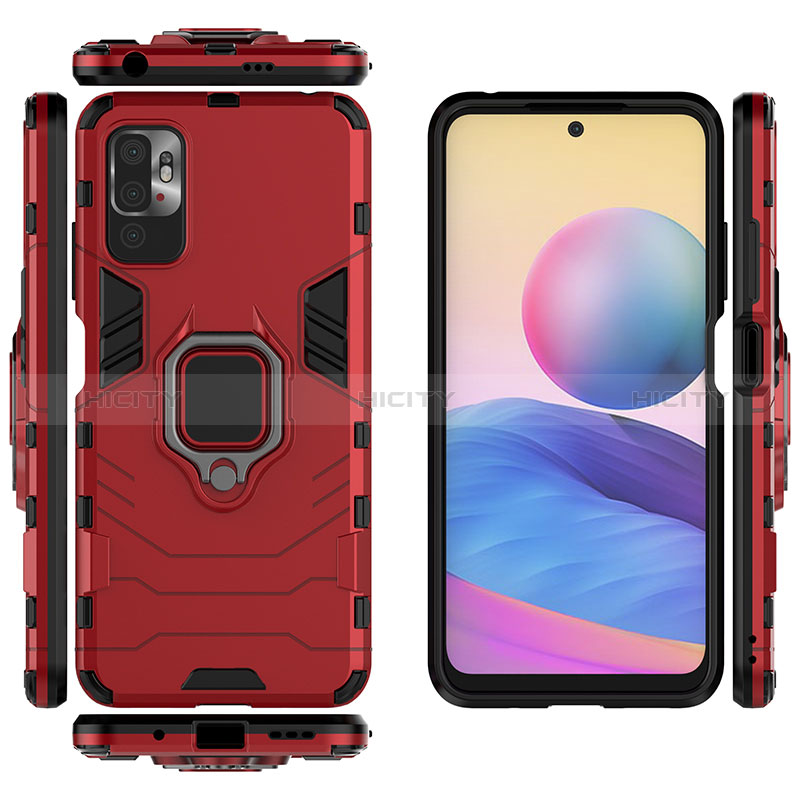 Coque Contour Silicone et Plastique Housse Etui Mat avec Magnetique Support Bague Anneau pour Xiaomi Redmi Note 10 5G Plus