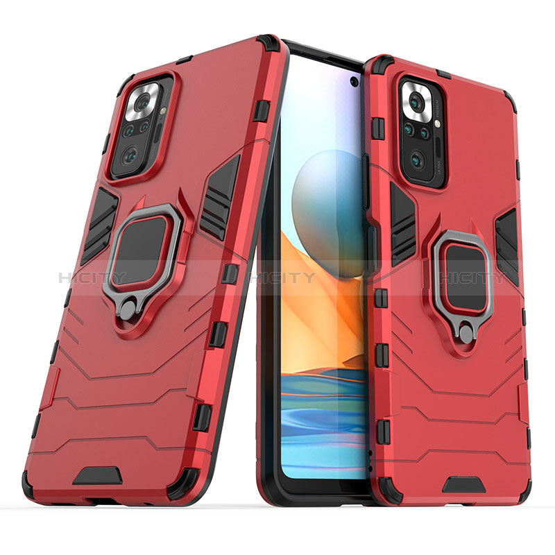 Coque Contour Silicone et Plastique Housse Etui Mat avec Magnetique Support Bague Anneau pour Xiaomi Redmi Note 10 Pro 4G Plus