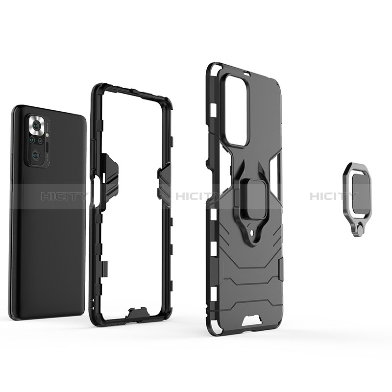 Coque Contour Silicone et Plastique Housse Etui Mat avec Magnetique Support Bague Anneau pour Xiaomi Redmi Note 10 Pro 4G Plus