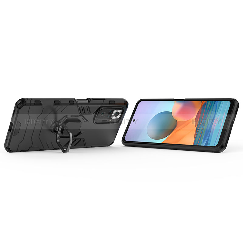 Coque Contour Silicone et Plastique Housse Etui Mat avec Magnetique Support Bague Anneau pour Xiaomi Redmi Note 10 Pro 4G Plus