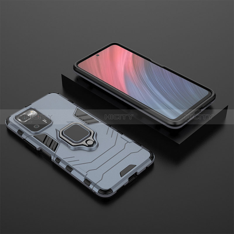 Coque Contour Silicone et Plastique Housse Etui Mat avec Magnetique Support Bague Anneau pour Xiaomi Redmi Note 10 Pro 5G Bleu Plus