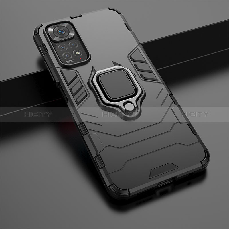 Coque Contour Silicone et Plastique Housse Etui Mat avec Magnetique Support Bague Anneau pour Xiaomi Redmi Note 11 4G (2022) Plus