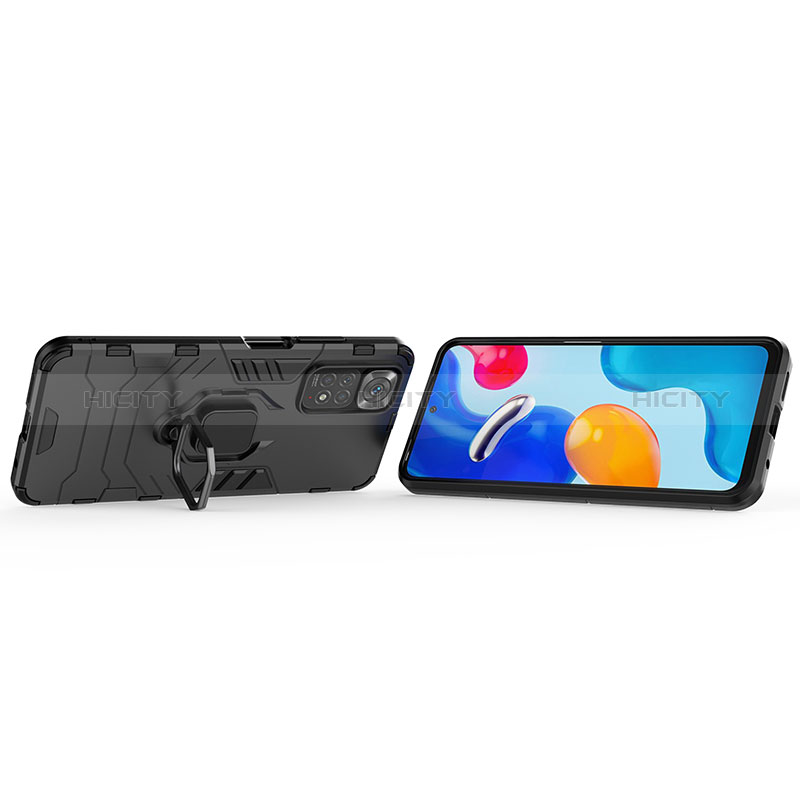 Coque Contour Silicone et Plastique Housse Etui Mat avec Magnetique Support Bague Anneau pour Xiaomi Redmi Note 11 4G (2022) Plus