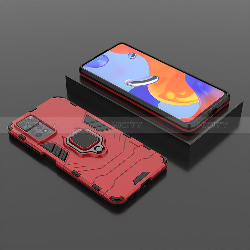 Coque Contour Silicone et Plastique Housse Etui Mat avec Magnetique Support Bague Anneau pour Xiaomi Redmi Note 11 Pro 4G Plus