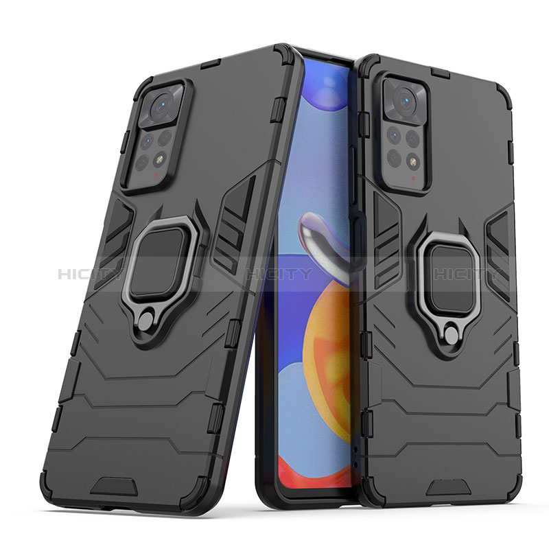 Coque Contour Silicone et Plastique Housse Etui Mat avec Magnetique Support Bague Anneau pour Xiaomi Redmi Note 11 Pro 4G Plus