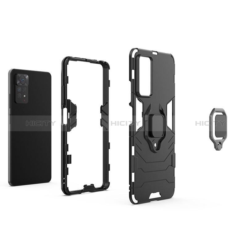 Coque Contour Silicone et Plastique Housse Etui Mat avec Magnetique Support Bague Anneau pour Xiaomi Redmi Note 11 Pro 4G Plus