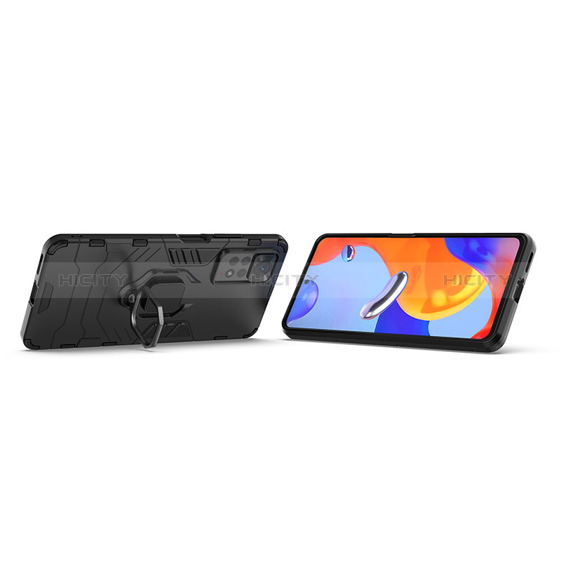 Coque Contour Silicone et Plastique Housse Etui Mat avec Magnetique Support Bague Anneau pour Xiaomi Redmi Note 11 Pro 4G Plus