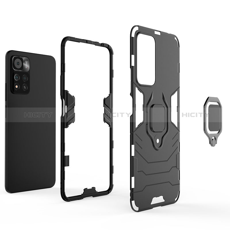 Coque Contour Silicone et Plastique Housse Etui Mat avec Magnetique Support Bague Anneau pour Xiaomi Redmi Note 11 Pro+ Plus 5G Plus