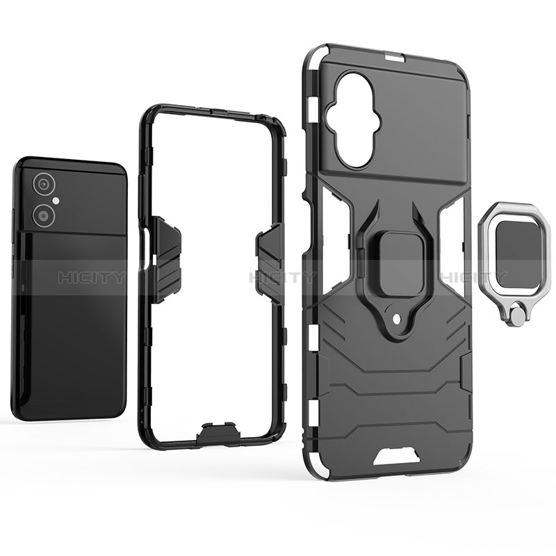 Coque Contour Silicone et Plastique Housse Etui Mat avec Magnetique Support Bague Anneau pour Xiaomi Redmi Note 11R 5G Plus