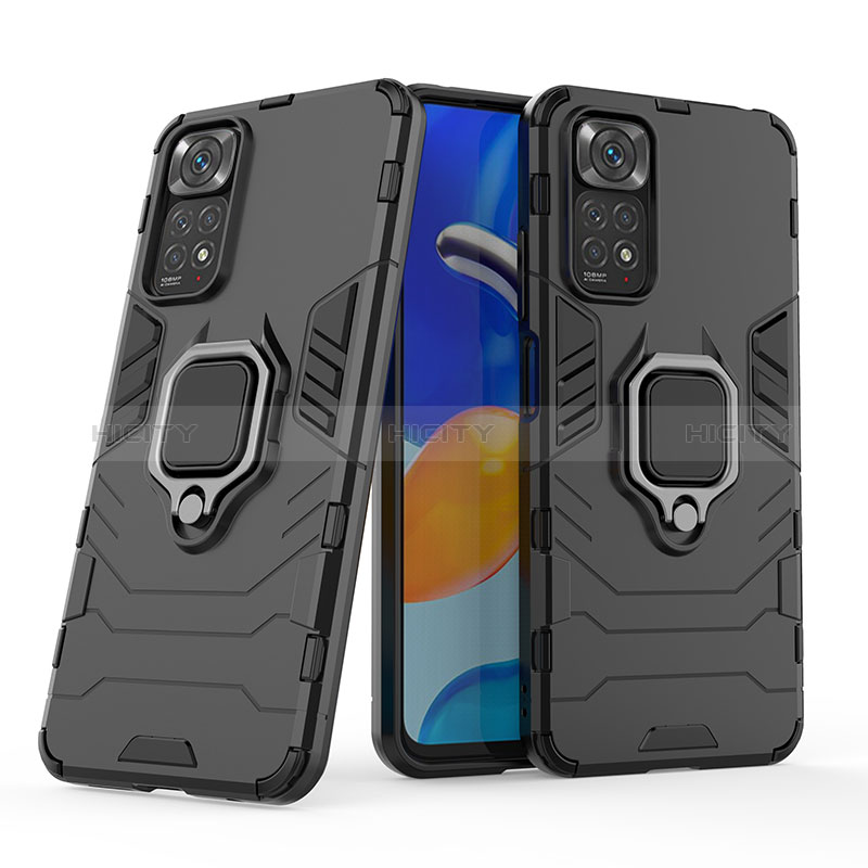 Coque Contour Silicone et Plastique Housse Etui Mat avec Magnetique Support Bague Anneau pour Xiaomi Redmi Note 11S 4G Plus