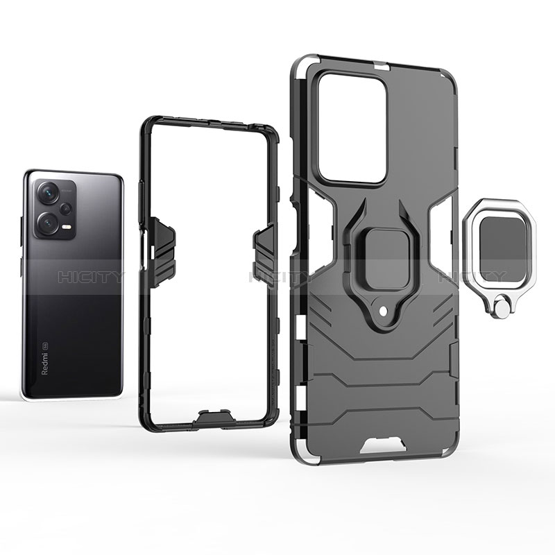 Coque Contour Silicone et Plastique Housse Etui Mat avec Magnetique Support Bague Anneau pour Xiaomi Redmi Note 12 Explorer Plus