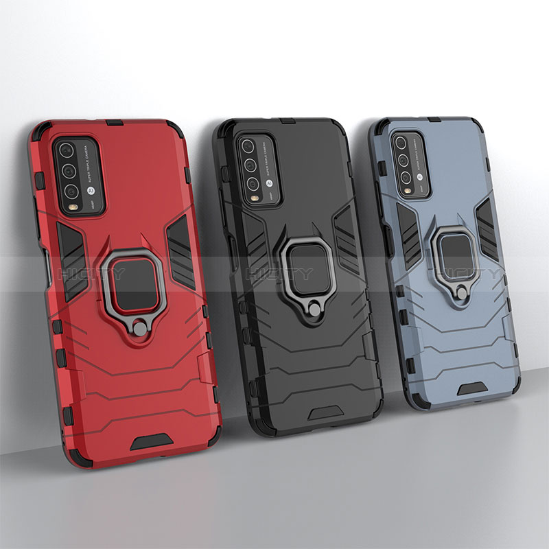 Coque Contour Silicone et Plastique Housse Etui Mat avec Magnetique Support Bague Anneau pour Xiaomi Redmi Note 9 4G Plus