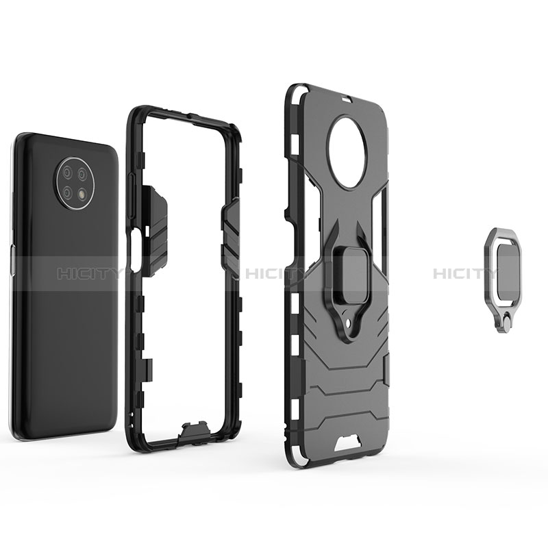 Coque Contour Silicone et Plastique Housse Etui Mat avec Magnetique Support Bague Anneau pour Xiaomi Redmi Note 9 5G Plus