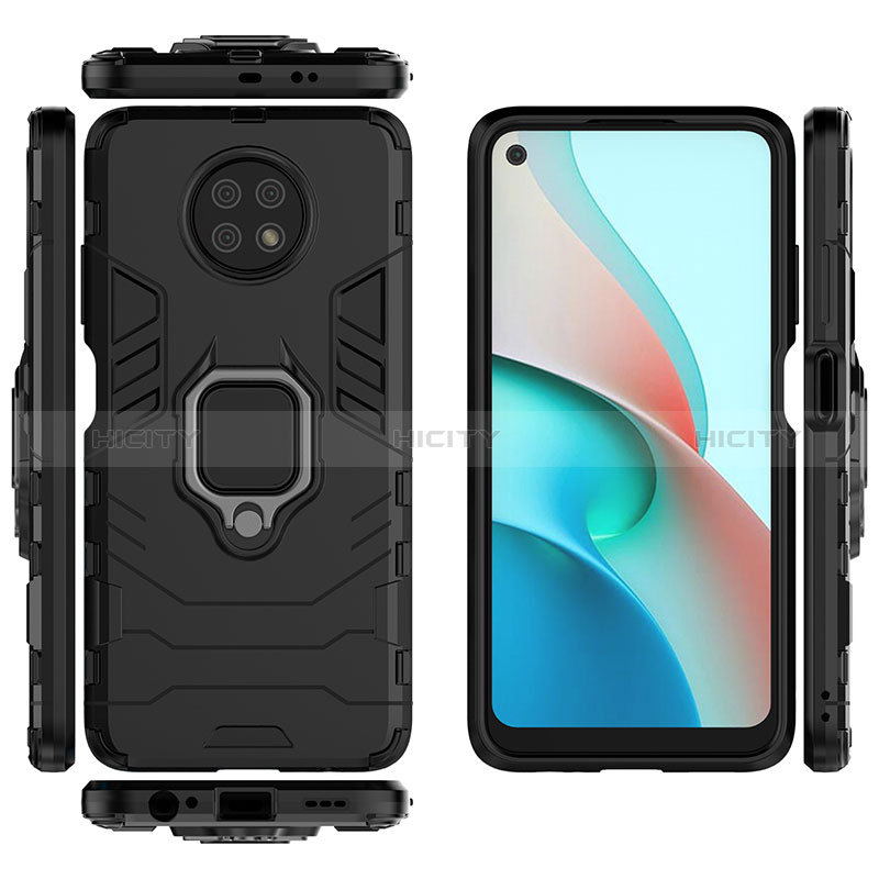 Coque Contour Silicone et Plastique Housse Etui Mat avec Magnetique Support Bague Anneau pour Xiaomi Redmi Note 9 5G Plus