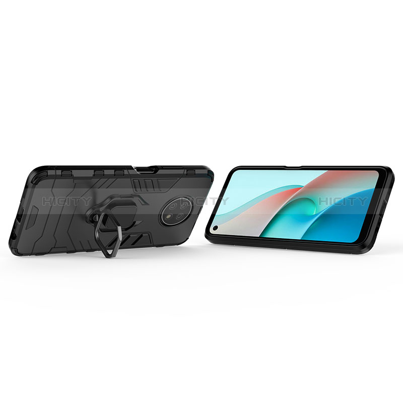 Coque Contour Silicone et Plastique Housse Etui Mat avec Magnetique Support Bague Anneau pour Xiaomi Redmi Note 9 5G Plus