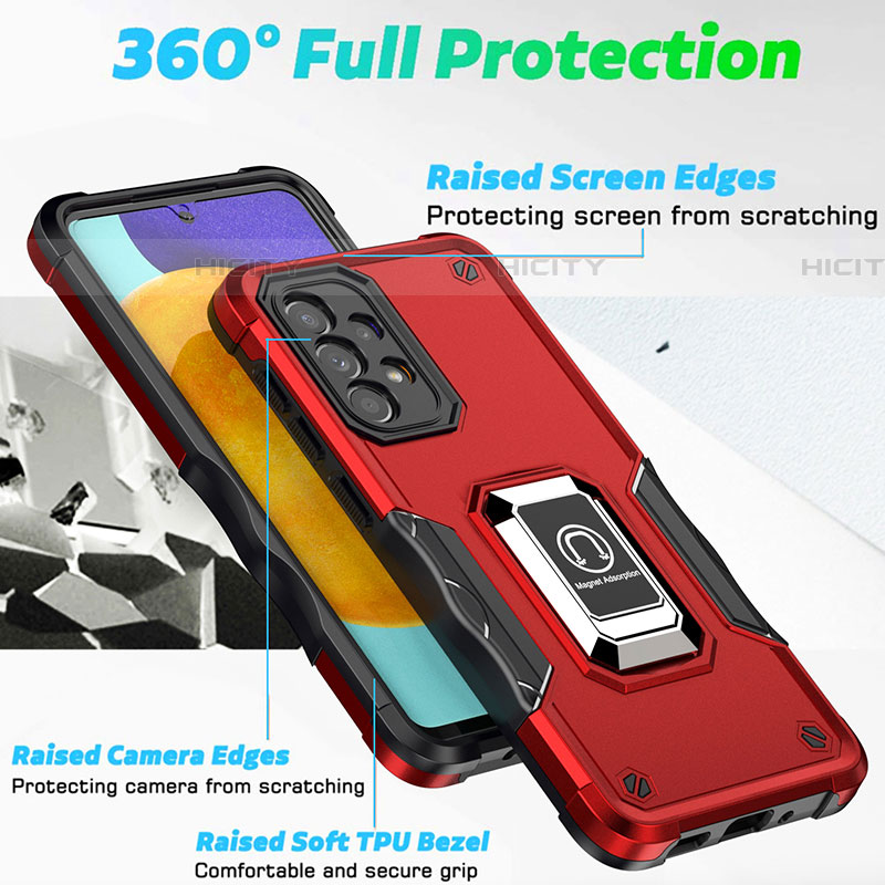 Coque Contour Silicone et Plastique Housse Etui Mat avec Magnetique Support Bague Anneau QW1 pour Samsung Galaxy A73 5G Plus