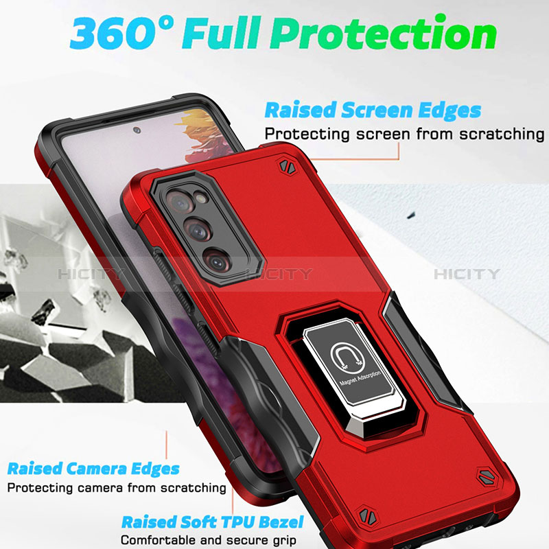 Coque Contour Silicone et Plastique Housse Etui Mat avec Magnetique Support Bague Anneau QW1 pour Samsung Galaxy S20 Lite 5G Plus