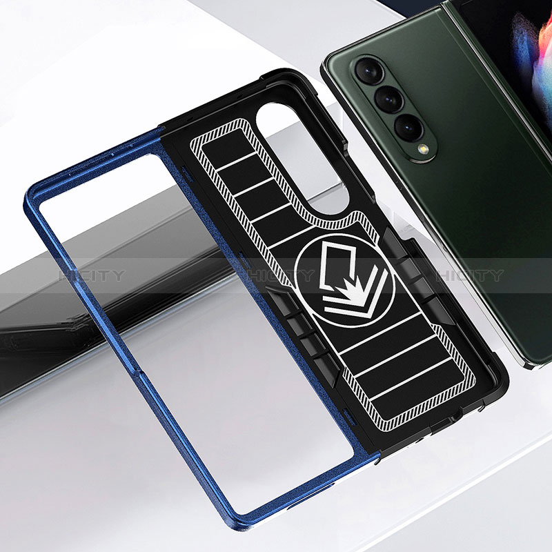 Coque Contour Silicone et Plastique Housse Etui Mat avec Magnetique Support Bague Anneau QW1 pour Samsung Galaxy Z Fold3 5G Plus