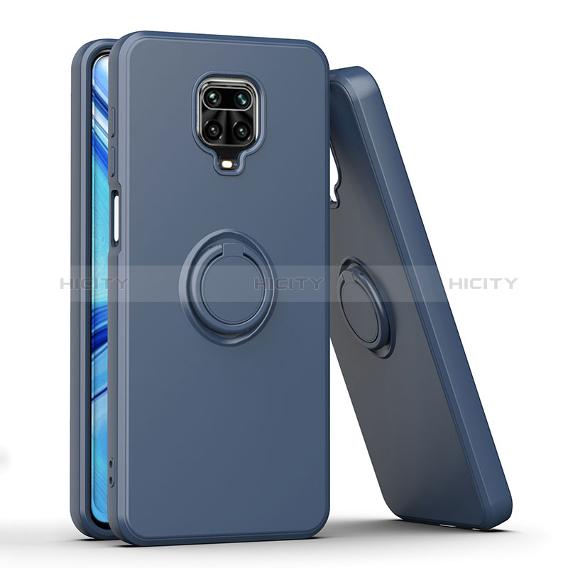 Coque Contour Silicone et Plastique Housse Etui Mat avec Magnetique Support Bague Anneau QW1 pour Xiaomi Poco M2 Pro Bleu Plus