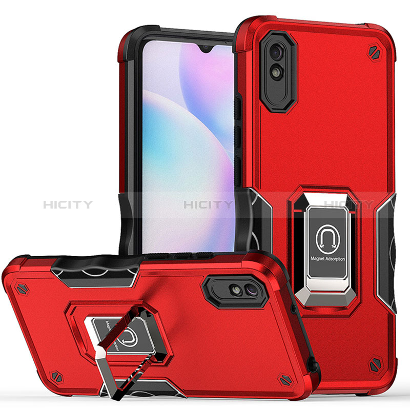 Coque Contour Silicone et Plastique Housse Etui Mat avec Magnetique Support Bague Anneau QW1 pour Xiaomi Redmi 9i Plus