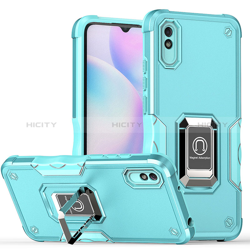 Coque Contour Silicone et Plastique Housse Etui Mat avec Magnetique Support Bague Anneau QW1 pour Xiaomi Redmi 9i Plus