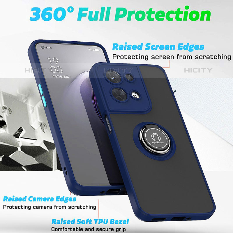 Coque Contour Silicone et Plastique Housse Etui Mat avec Magnetique Support Bague Anneau QW2 pour Oppo Reno8 Pro 5G Plus