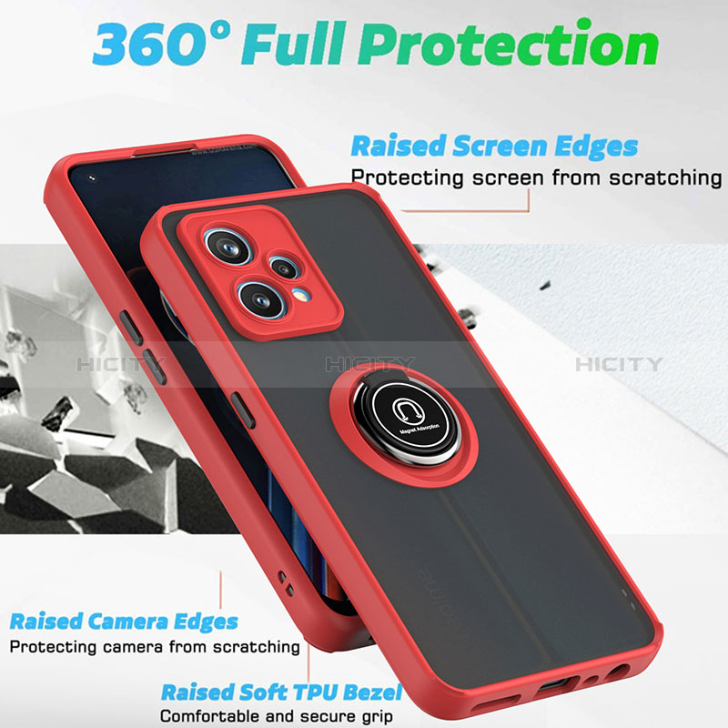 Coque Contour Silicone et Plastique Housse Etui Mat avec Magnetique Support Bague Anneau QW2 pour Realme Narzo 50 Pro 5G Plus