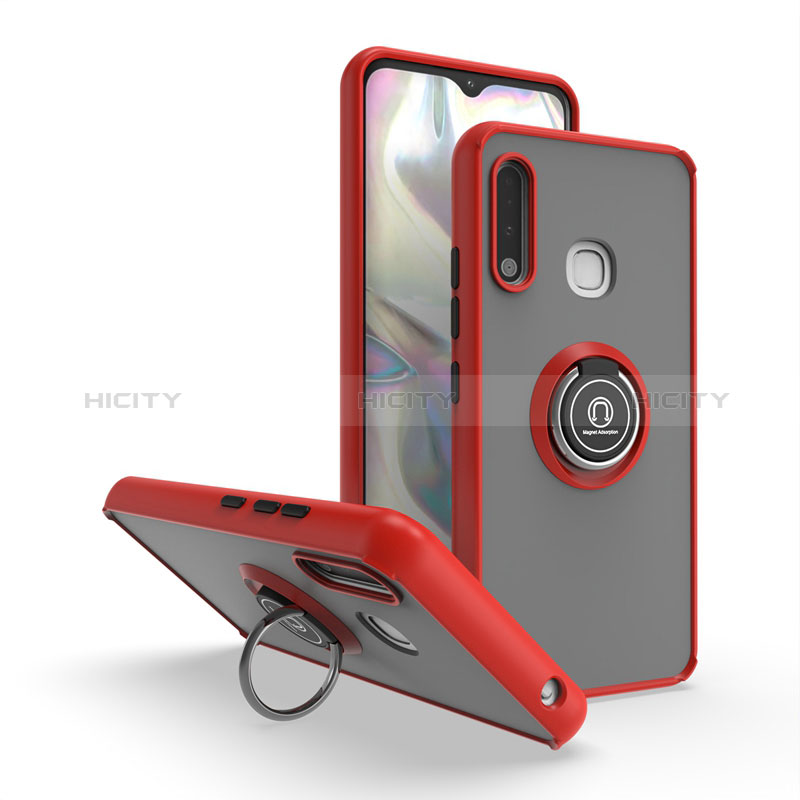 Coque Contour Silicone et Plastique Housse Etui Mat avec Magnetique Support Bague Anneau QW2 pour Samsung Galaxy A70E Rouge Plus