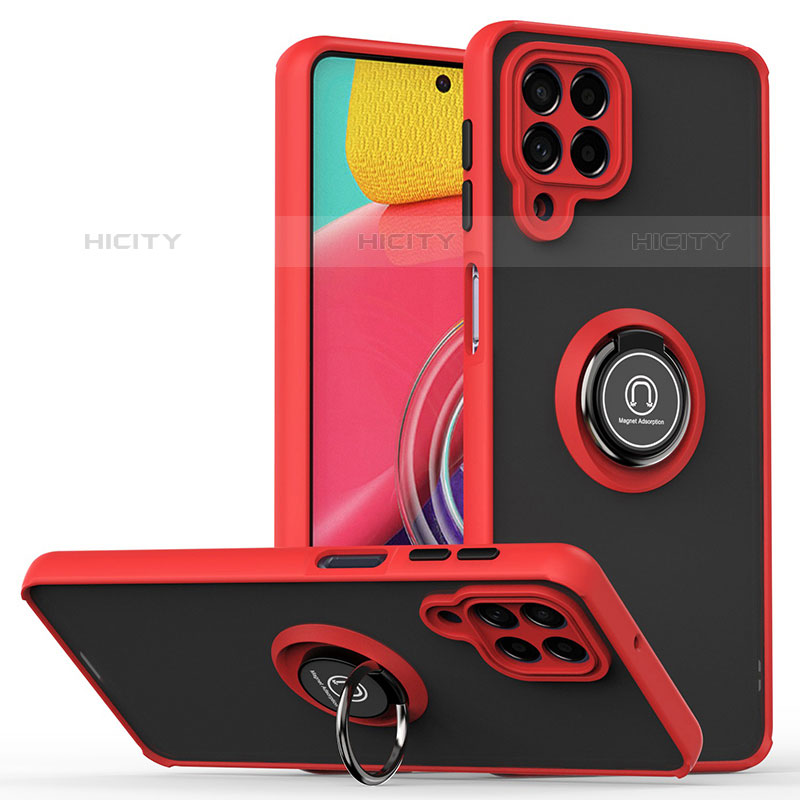 Coque Contour Silicone et Plastique Housse Etui Mat avec Magnetique Support Bague Anneau QW2 pour Samsung Galaxy M53 5G Rouge Plus