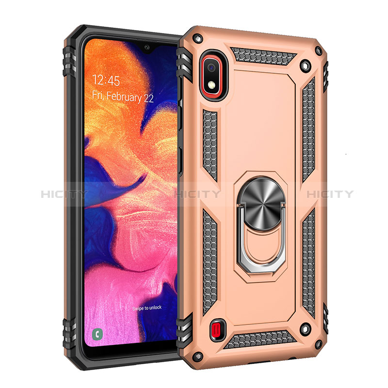 Coque Contour Silicone et Plastique Housse Etui Mat avec Magnetique Support Bague Anneau QW3 pour Samsung Galaxy A10 Or Plus