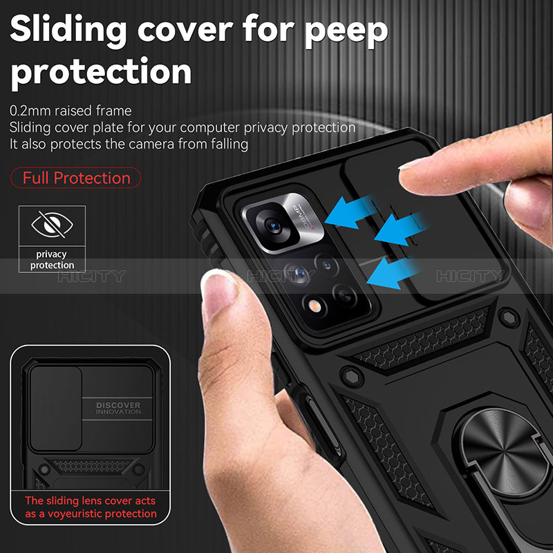 Coque Contour Silicone et Plastique Housse Etui Mat avec Magnetique Support Bague Anneau QW3 pour Xiaomi Redmi Note 11 Pro+ Plus 5G Plus