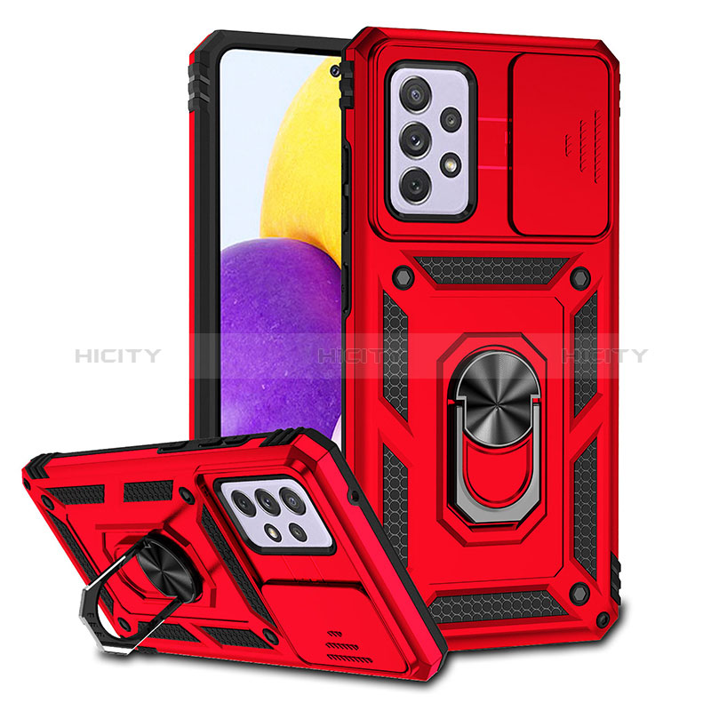 Coque Contour Silicone et Plastique Housse Etui Mat avec Magnetique Support Bague Anneau QW6 pour Samsung Galaxy A52s 5G Rouge Plus