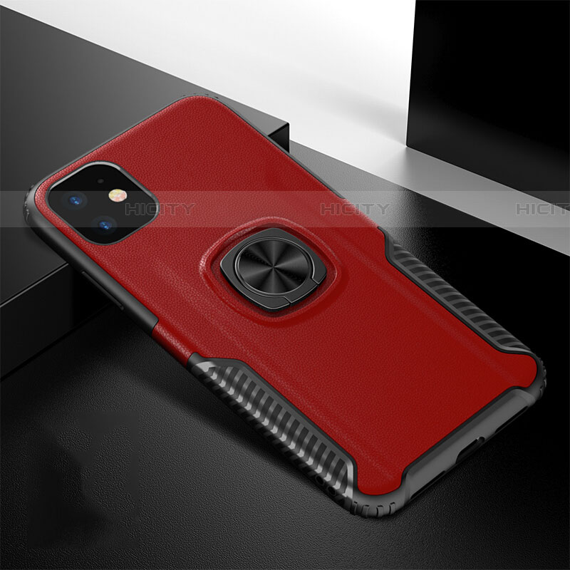 Coque Contour Silicone et Plastique Housse Etui Mat avec Magnetique Support Bague Anneau R01 pour Apple iPhone 11 Plus