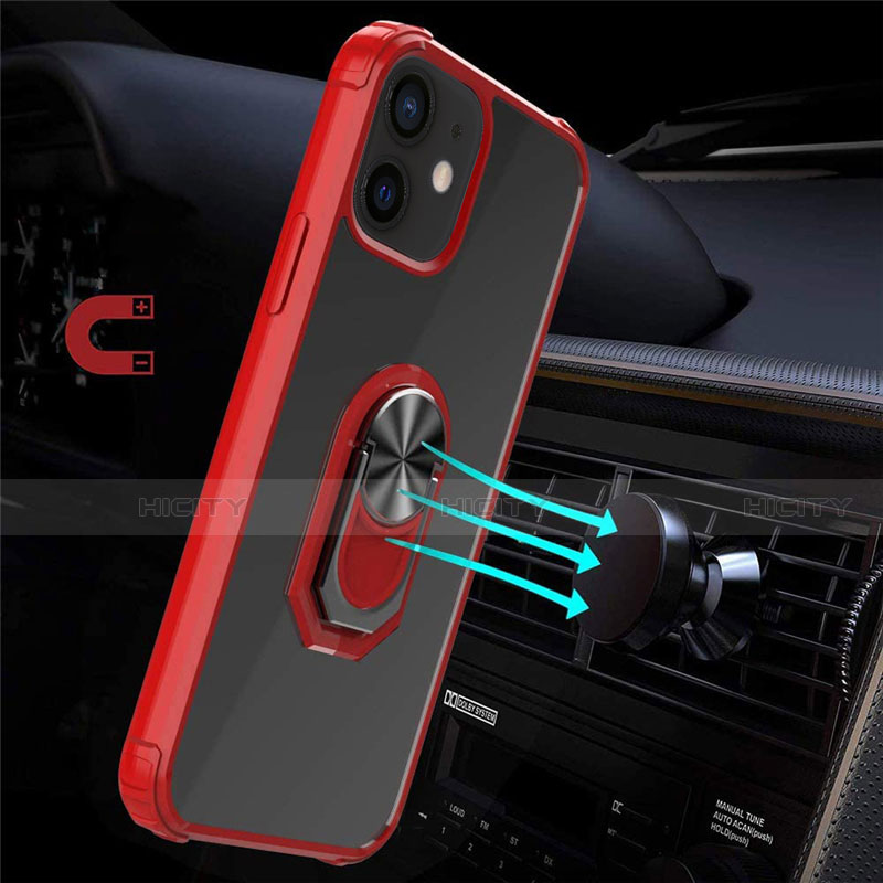 Coque Contour Silicone et Plastique Housse Etui Mat avec Magnetique Support Bague Anneau R01 pour Apple iPhone 12 Mini Plus