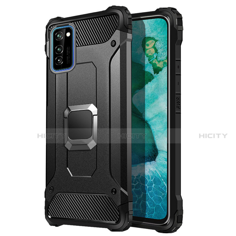 Coque Contour Silicone et Plastique Housse Etui Mat avec Magnetique Support Bague Anneau R01 pour Huawei Honor V30 Pro 5G Plus