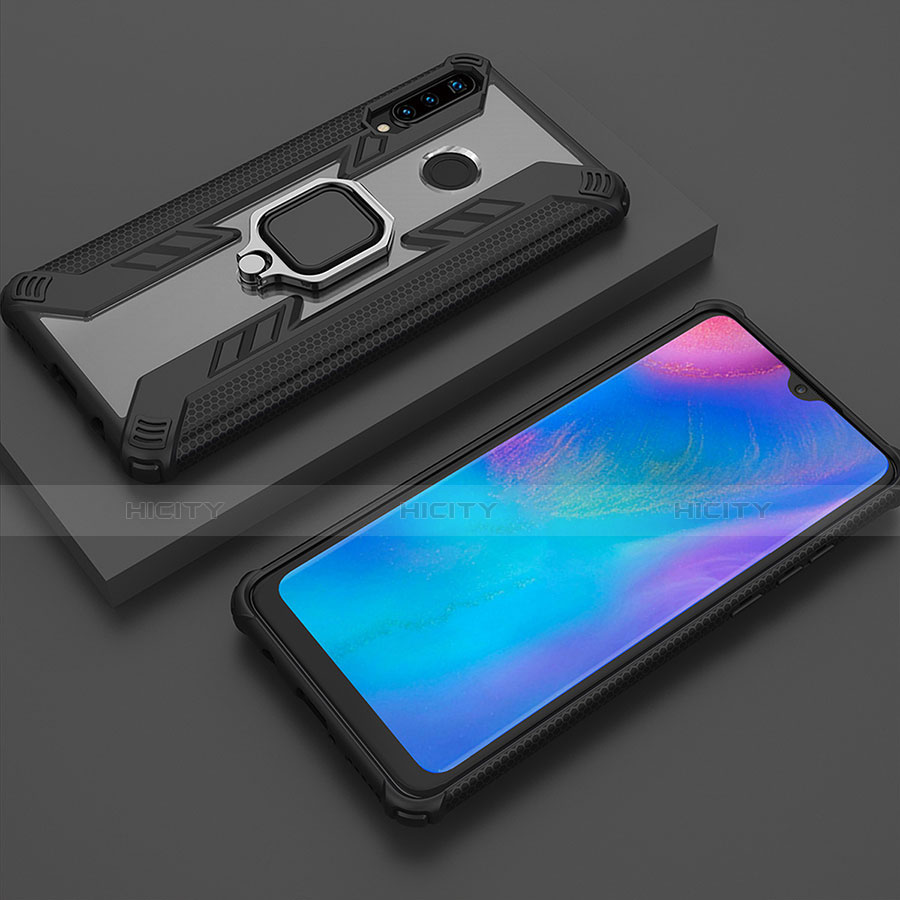 Coque Contour Silicone et Plastique Housse Etui Mat avec Magnetique Support Bague Anneau R01 pour Huawei Nova 4e Plus