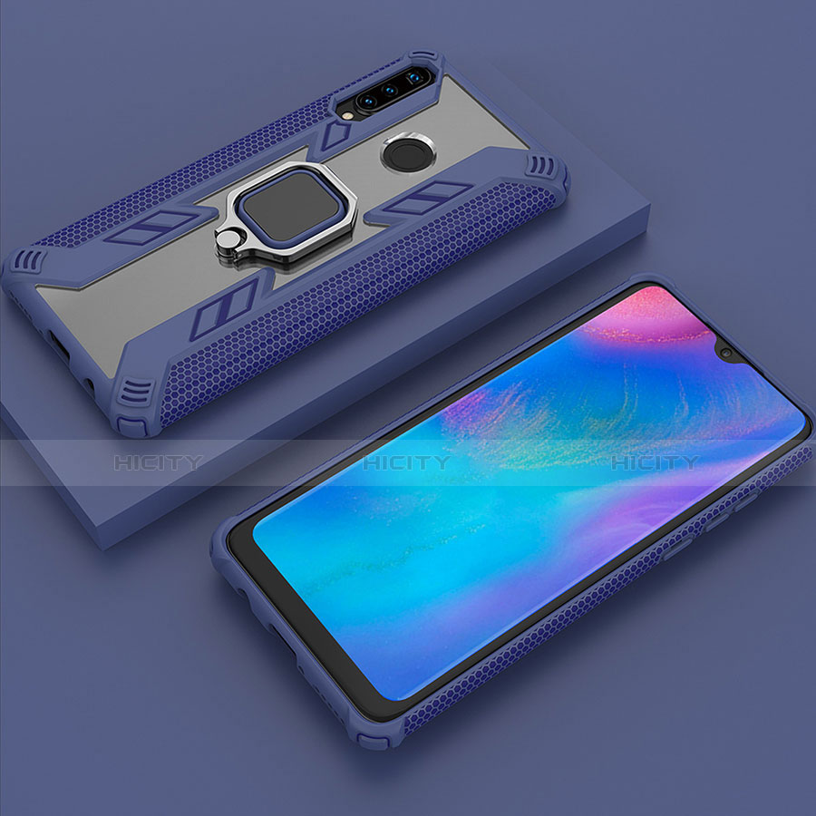 Coque Contour Silicone et Plastique Housse Etui Mat avec Magnetique Support Bague Anneau R01 pour Huawei P30 Lite XL Plus